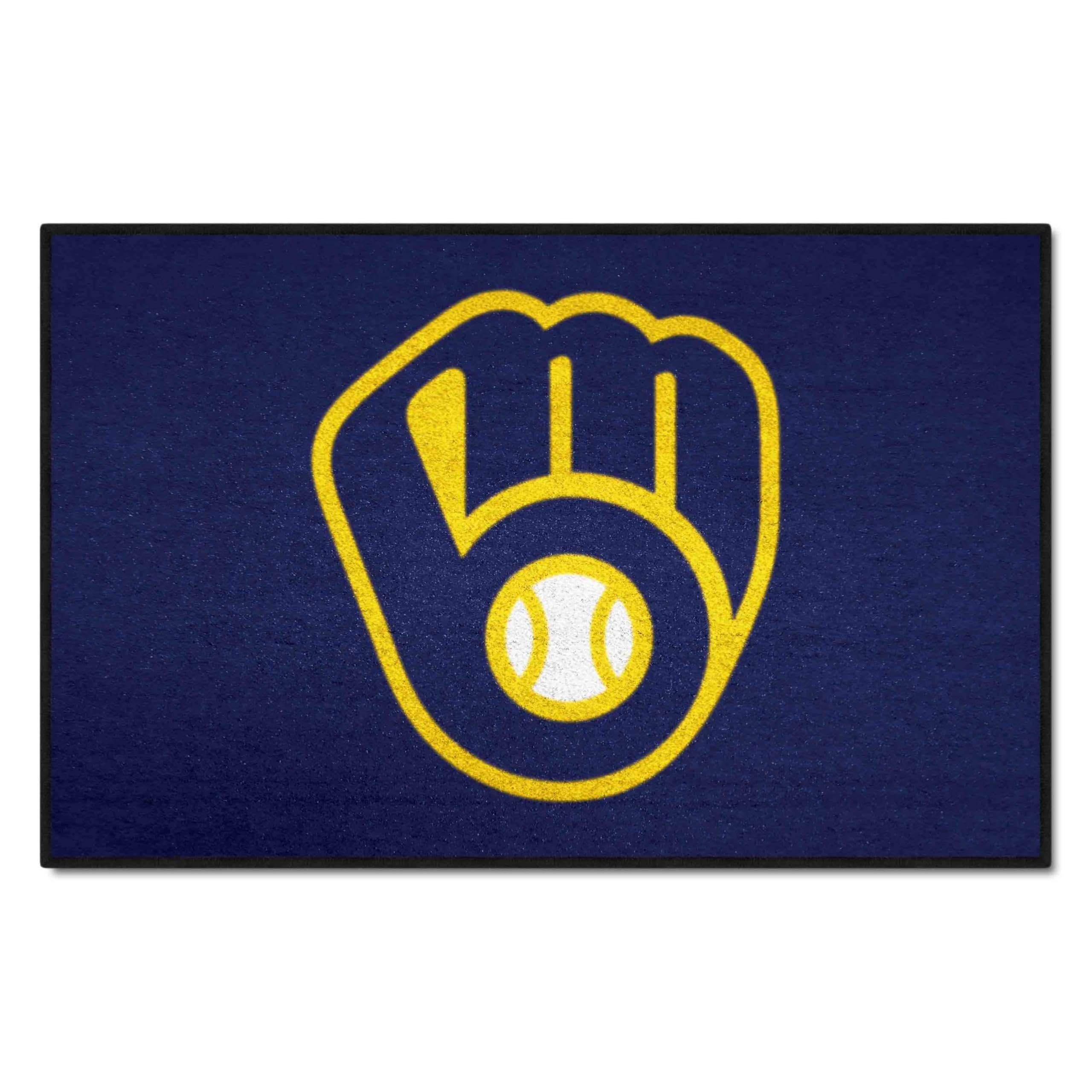 Fanmats 6491 MLB Milwaukee Brewers Nylon Starter Rug - Durable Non-Slip Baseball Team Mat for Living Room, Bedroom, and Game Room Decor