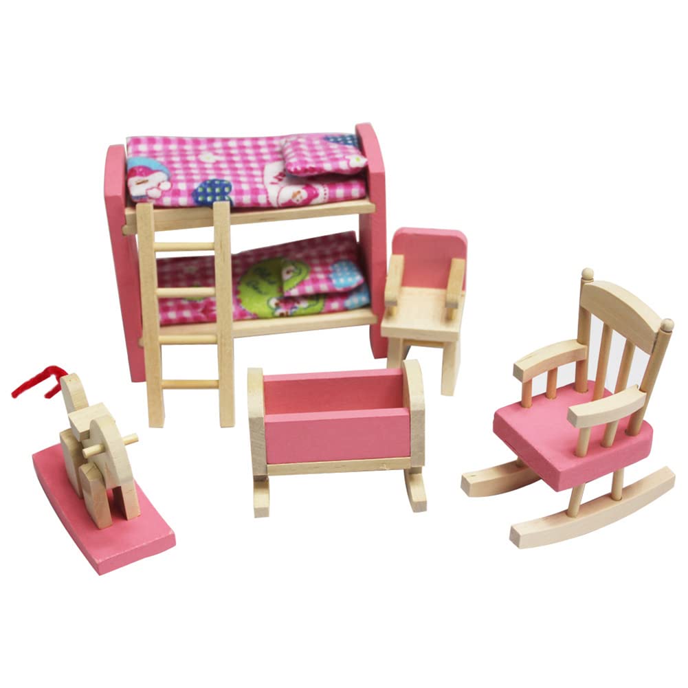 Wooden Dollhouse Furniture Set - Miniature DIY Doll House Accessories for Girls - Handmade Wooden Dollhouse Toys & Decorations - Perfect for Kids' Pretend Play, Room Decor & Collectibles