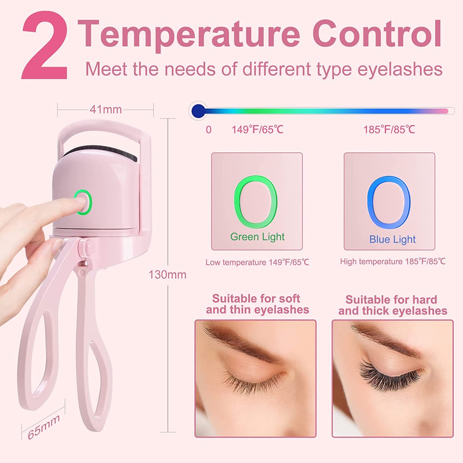 Ultreos Electric Eyelash Curler with 2 Temperature Settings - Portable Heated Eyelash Curling Tool Heats in 30 Seconds for Perfect Lashes | Great for Travel, Home Use & Professional Makeup Application