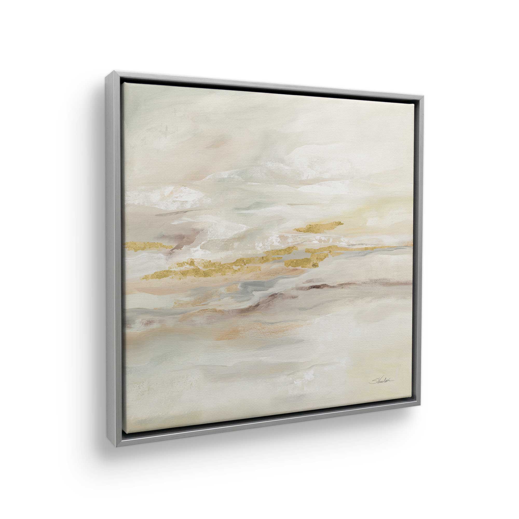 Golden Drift Reflections Canvas Wall Art Print - Modern Abstract Painting for Living Room, Bedroom & Office Decor