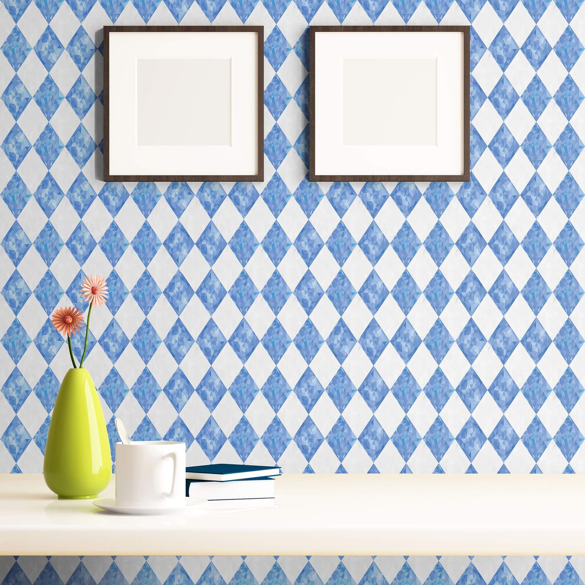 Blue and White Textured Peel and Stick Removable Wallpaper - Self-Adhesive Decorative Wall Covering for Bedroom, Living Room, Nursery & Home Office Decor
