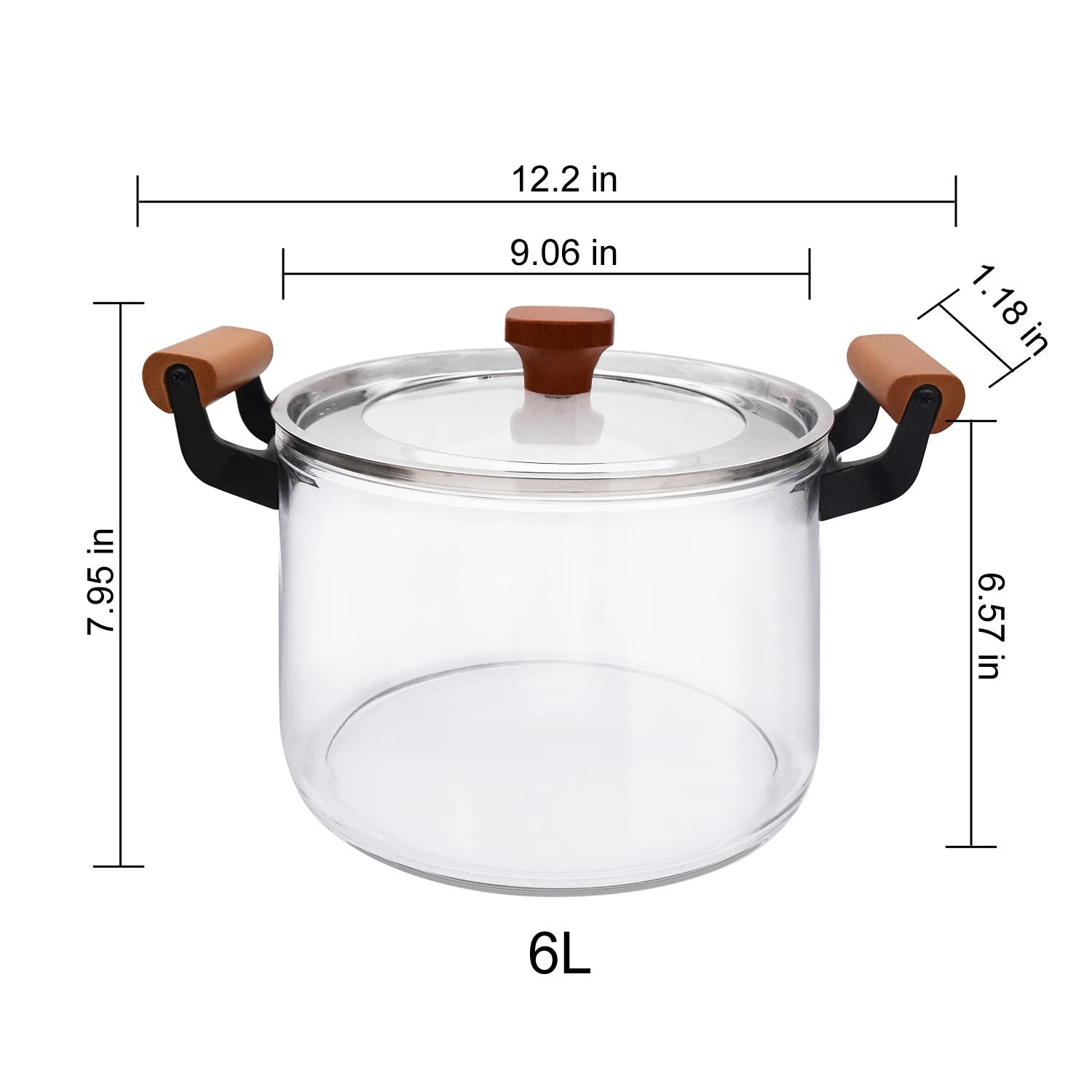 6L Heat Resistant Glass Saucepan with Lid - Microwave, Oven & Refrigerator Safe - Perfect for Cooking Soup, Noodles, Milk & Baby Food on Electric, Ceramic & Induction Stoves