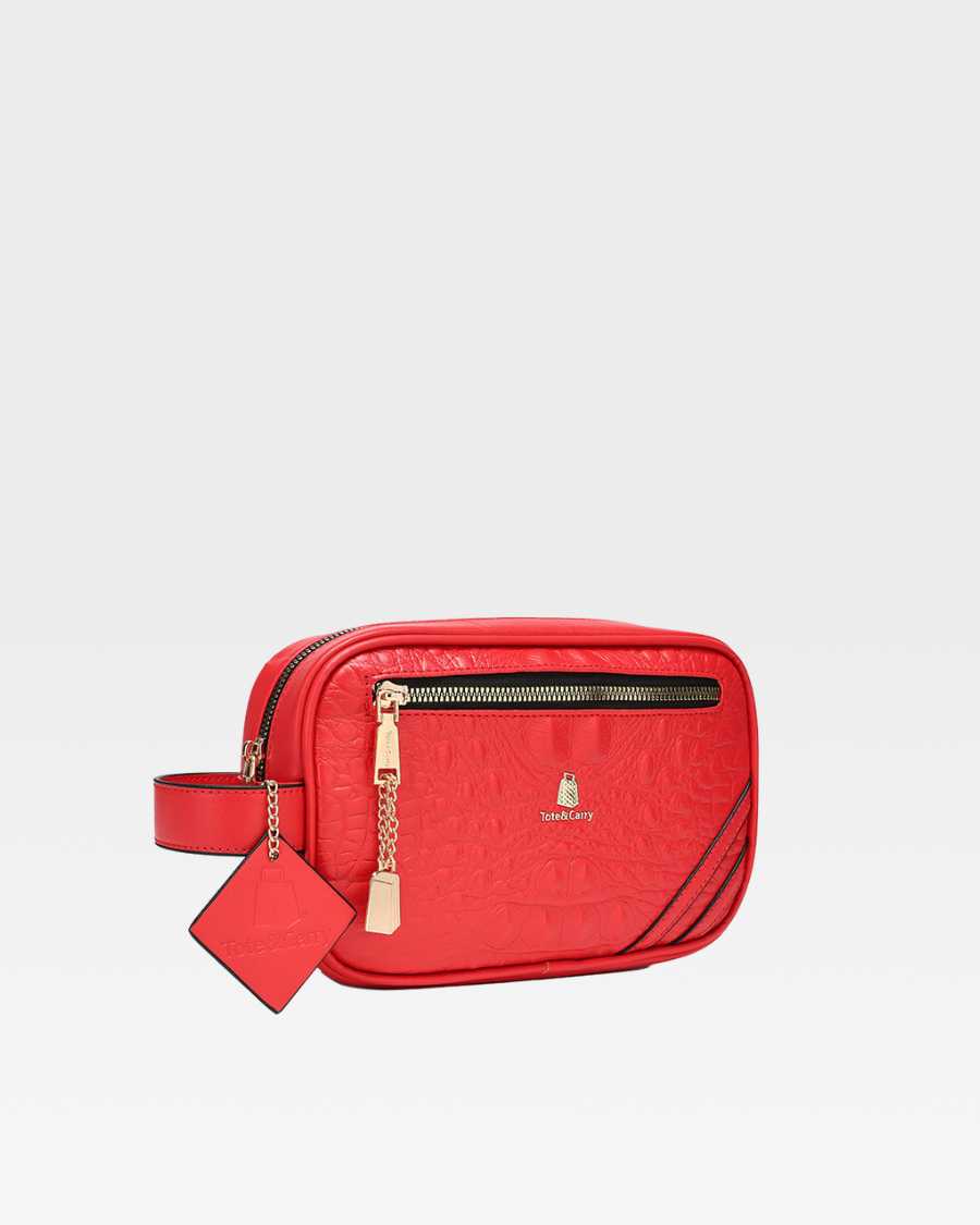 Apollo 2 Travel Toiletry Bag - Waterproof Hanging Cosmetic Organizer for Men & Women (Red) - Perfect for Camping, Gym & Business Trips