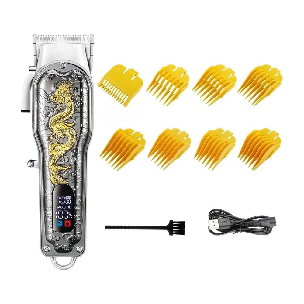 Professional HI-203A Dragon Pattern Electric Hair Clipper - USB Rechargeable Hair Trimmer for Men & Women - Home Barber Styling Tool for Precise Cutting & Grooming - Perfect for DIY Haircuts, Beard Trimming, and Pet Grooming