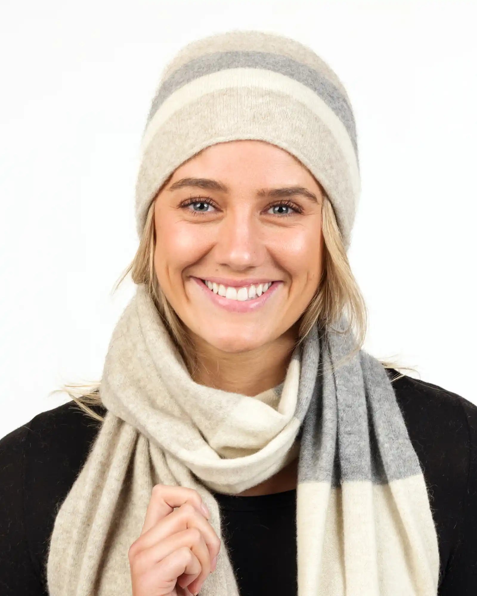 Natural Stripe Travel Beanie NX825 - Soft Winter Knit Hat for Men & Women - Cozy Outdoor Hiking, Skiing, and Cold Weather Activities