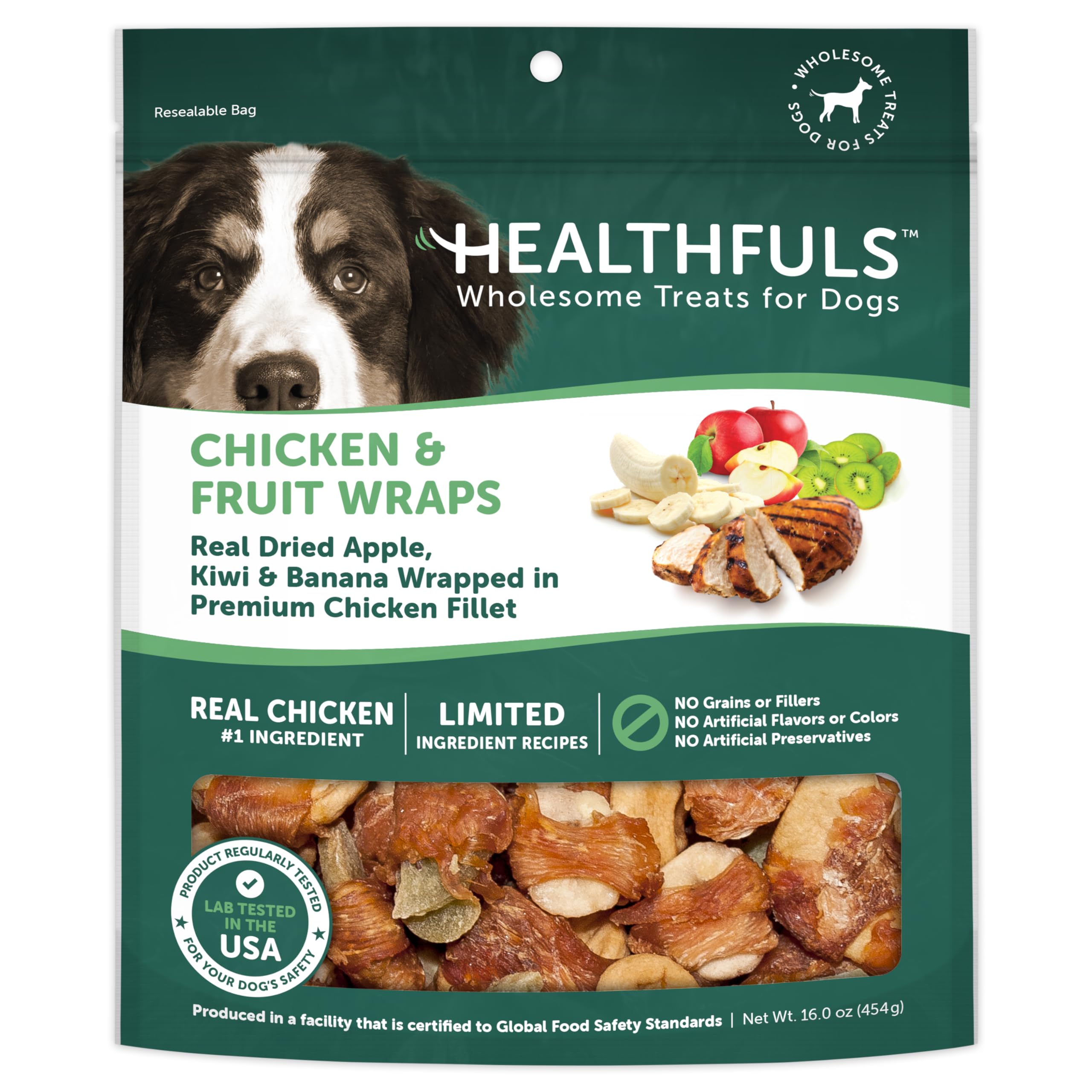 Healthy Chicken Wrapped Fruit Dog Treats - 16oz Natural Chews for Small & Large Dogs - Perfect for Training, Rewards & Dental Health