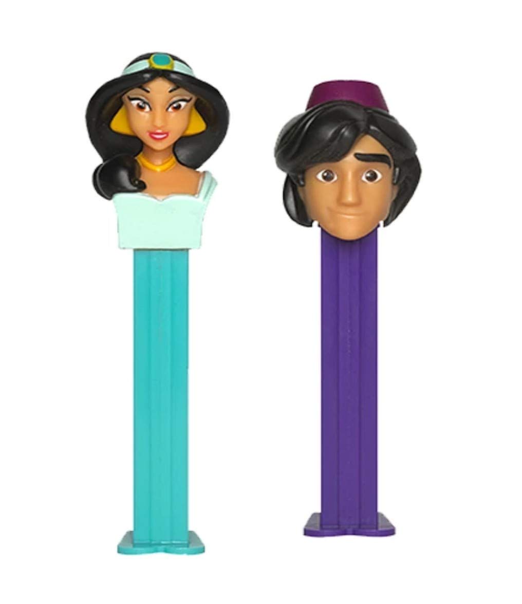 PEZ Aladdin Candy Dispensers - Aladdin and Princess Jasmine Collectible Toys with 3 Candy Refills | Disney Movie Character Gift for Kids, Birthday Party Favors, Halloween Treats, Christmas Stocking Stuffers