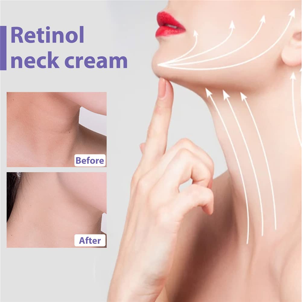 Retinol Neck Firming Cream with Olive Fruit Oil & Vitamin E - Anti-Wrinkle, Skin Tightening Décolleté Cream for Double Chin Reduction | Perfect for Nighttime Skincare Routine & Age-Defying Neck Care