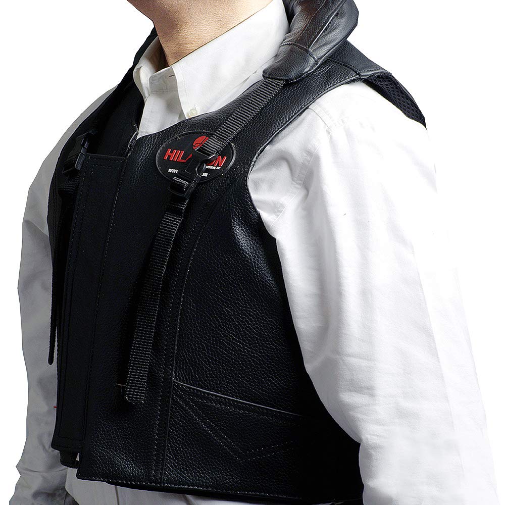 HILASON Leather Bull Riding Vest - Black Unisex Sleeveless Safety Vest for Rodeo & Equestrian Sports | Protective Gear for Bull Riders, Ranchers & Western Enthusiasts | Perfect for Rodeo Competitions, Ranch Work & Cowboy Events