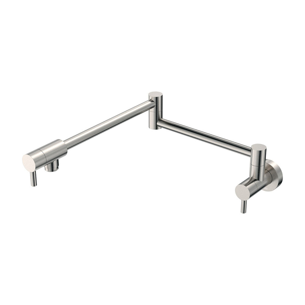 Fienza 228120BN Kaya Pot Filler Faucet - Brushed Nickel Finish - Wall Mounted Kitchen Sink Faucet for Easy Pot Filling - Perfect for Home Chefs and Modern Kitchens