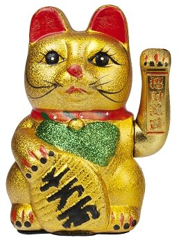 Waving Ceramic Cat Figurine - Handcrafted Home Decor for Good Luck & Feng Shui - Perfect for Living Room, Office Desk & Gift Giving
