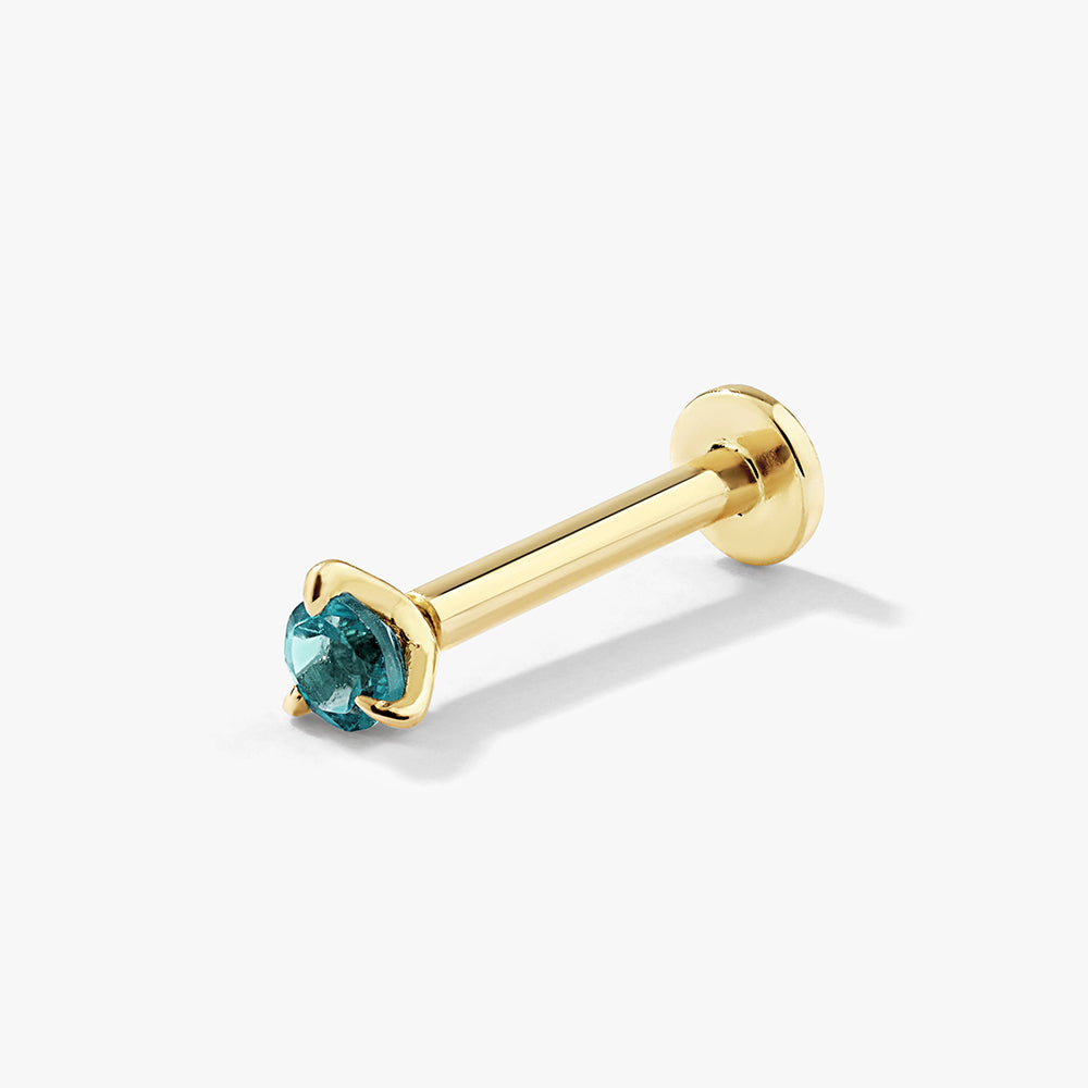 10k Gold Blue Topaz Helix Single Stud Earrings for Women - Elegant Cartilage Piercing Jewelry for Everyday Wear & Special Occasions
