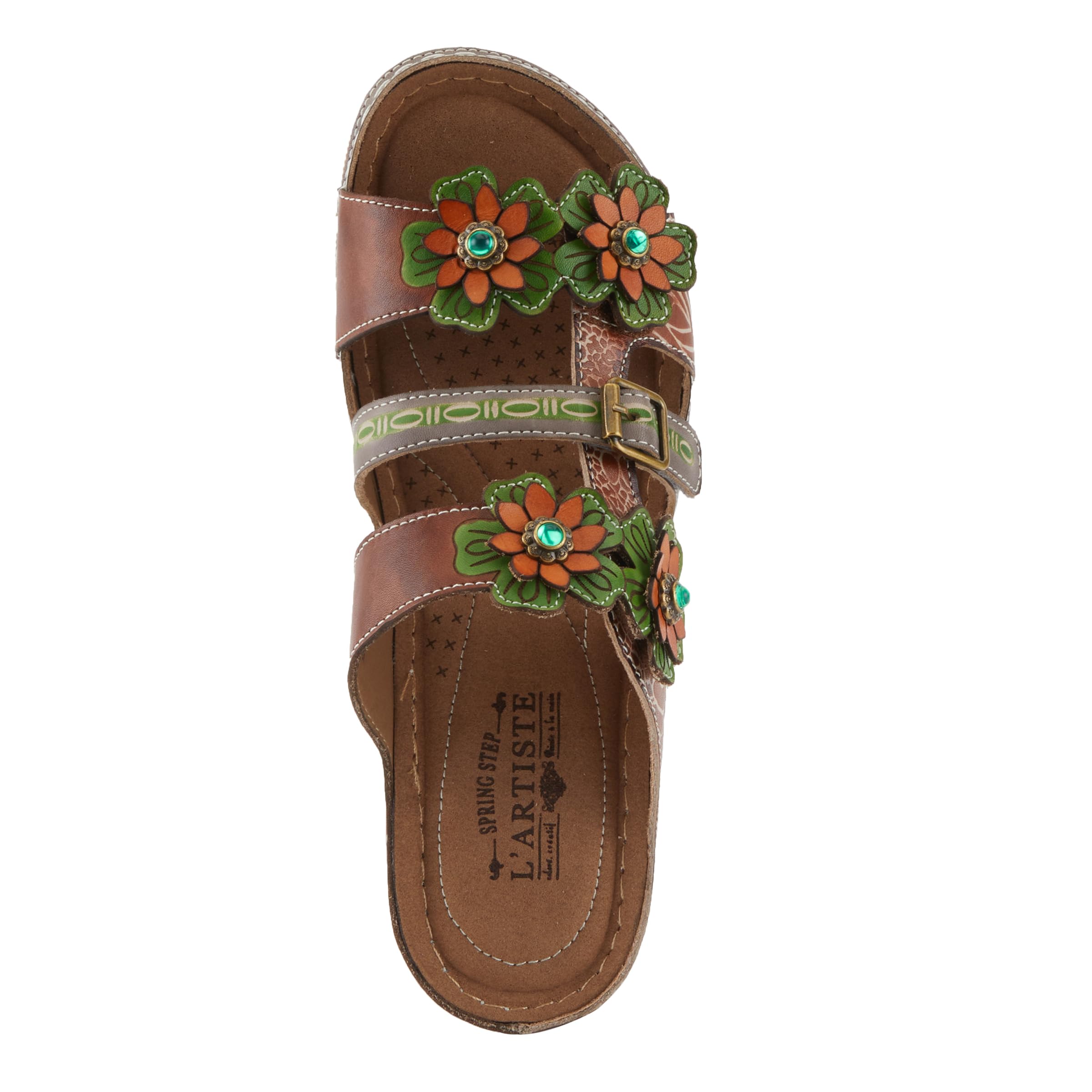 Spring Step L'Artiste Women's BRASH Hand-Painted Leather Sandals - Fashionable & Comfortable Summer Sandals for Beach, Vacation and Casual Outings