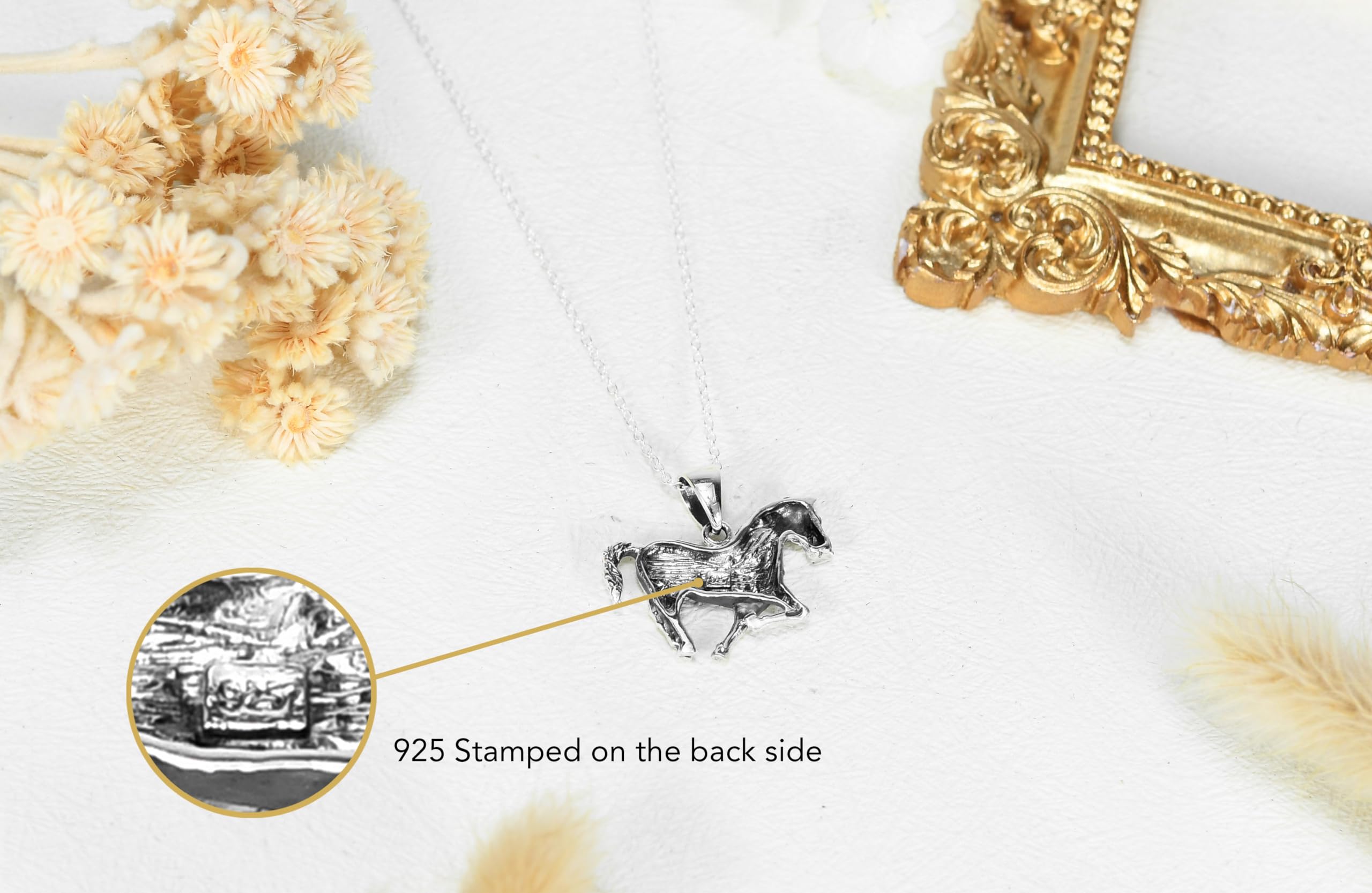 AeraVida .925 Sterling Silver Horse Pendant Necklace with Simulated Turquoise Inlay - Elegant Jewelry Gift for Women | Perfect for Casual Wear, Special Occasions & Horse Lovers