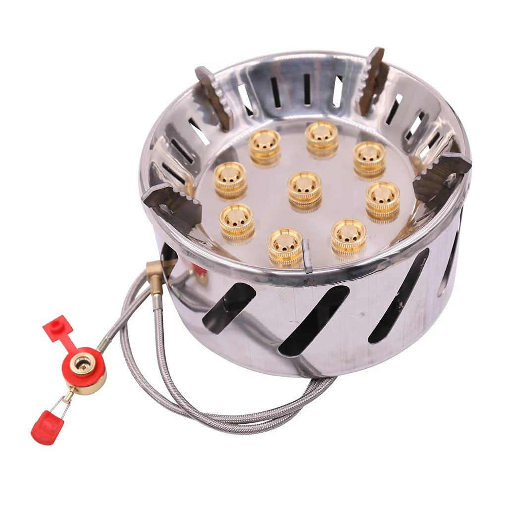 Portable 9-Head Stainless Steel Camping Stove - Lightweight Outdoor Cooking Gear for Backpacking, Hiking, Picnics & Survival