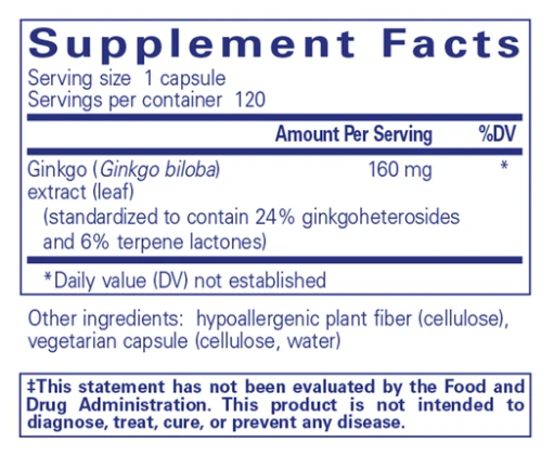 Premium Ginkgo Biloba Extract 50mg 160 Capsules - Supports Memory, Focus & Brain Health - Natural Herbal Supplement for Cognitive Function & Mental Clarity - Perfect for Students, Professionals & Seniors