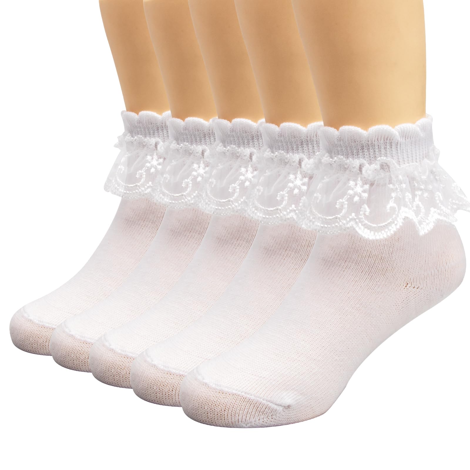**Baby Girls' Ruffle Lace Trim Cotton Socks – Soft Princess Dress Socks for Toddlers 1-9T – Perfect for Parties, Holidays & Special Occasions**