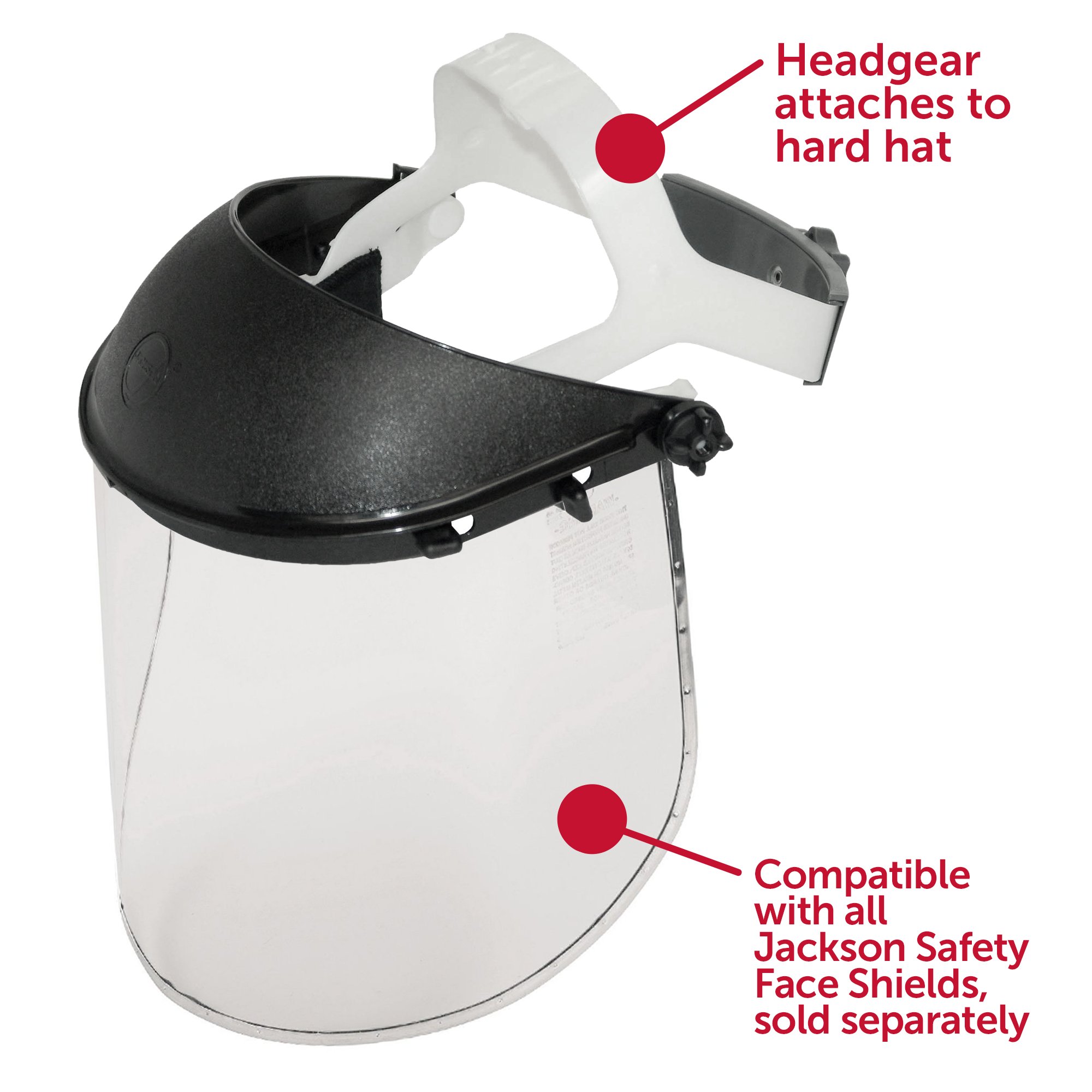 Jackson Safety Headgear with Ratchet Suspension & Sweatband - Universal Fit for All Jackson Safety Face Shields - Durable Black Plastic (12-Pack) - Ideal for Construction, Welding & Industrial Safety Protection