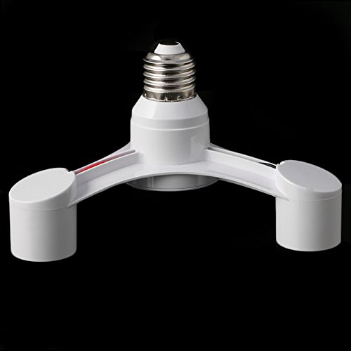 3 in 1 E27 to 3E27 Socket Splitter Adapter - White LED Light Bulb Holder Converter for Ceiling Lamps, Pendant Lights & Home Lighting Fixtures (Model P82D)