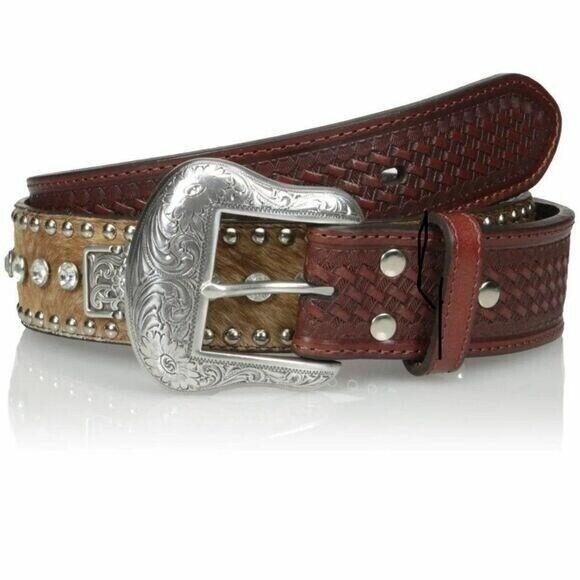 Nocona Western Men's Rhinestone Clear Bar Buckle Belt - Perfect for Rodeo, Country Music Concerts & Cowboy Fashion