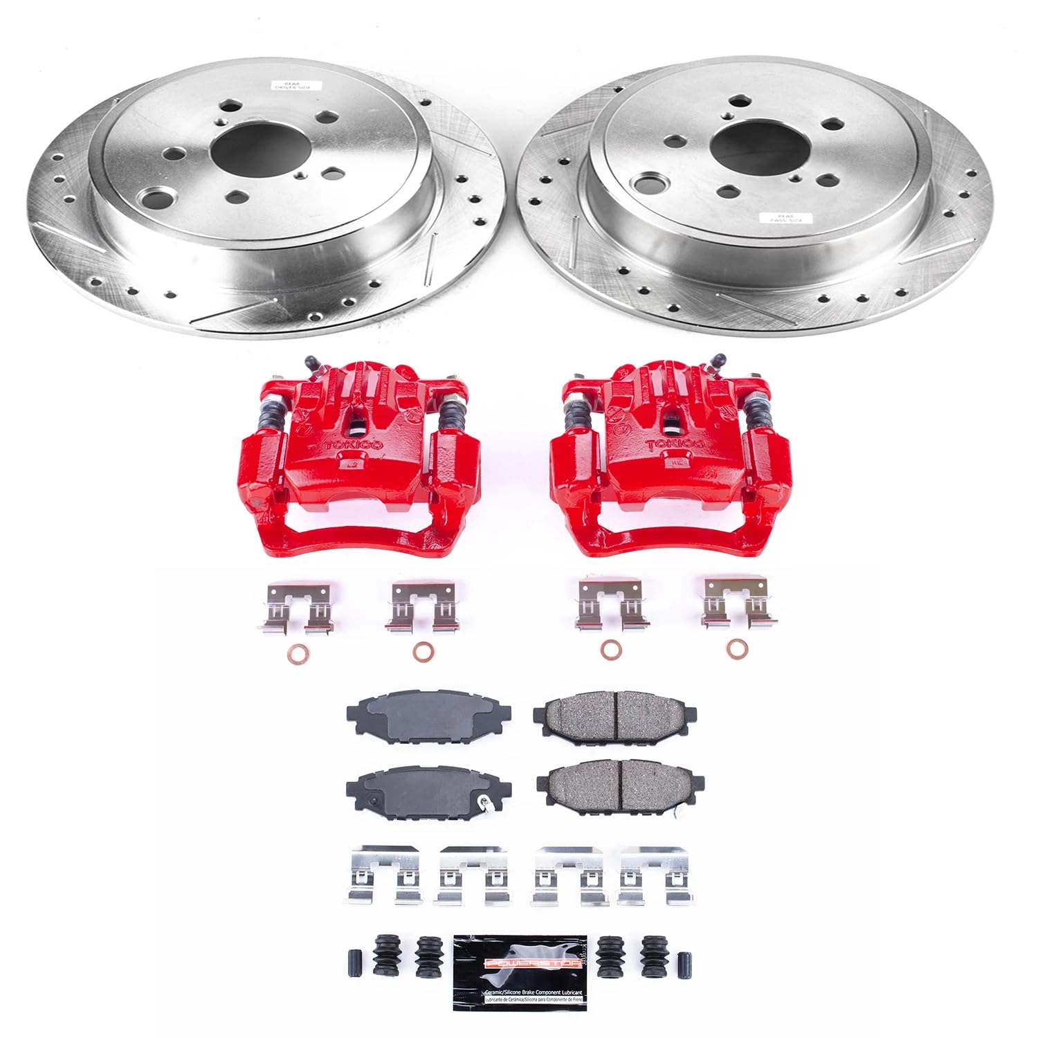 Power Stop KC4631A Z23 Evolution Rear Brake Caliper Kit - Carbon-Fiber Ceramic Brake Pads, Brake Rotors & Calipers for Enhanced Stopping Power | Perfect for High-Performance Vehicles, Racing & Daily Driving