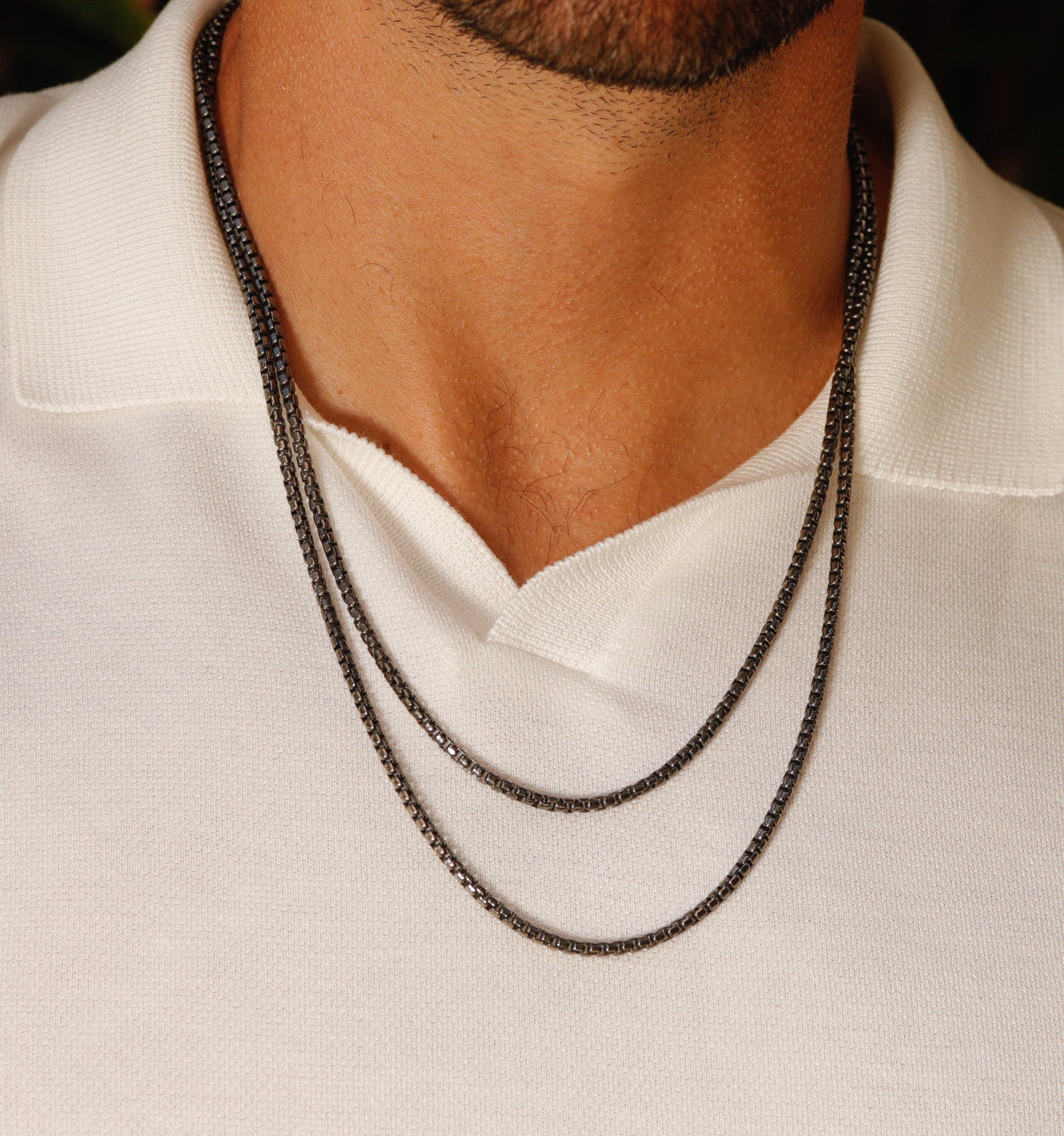 Black Rhodium Box Chain Necklace for Women - Elegant & Durable Jewelry for Everyday Wear, Parties & Gifts