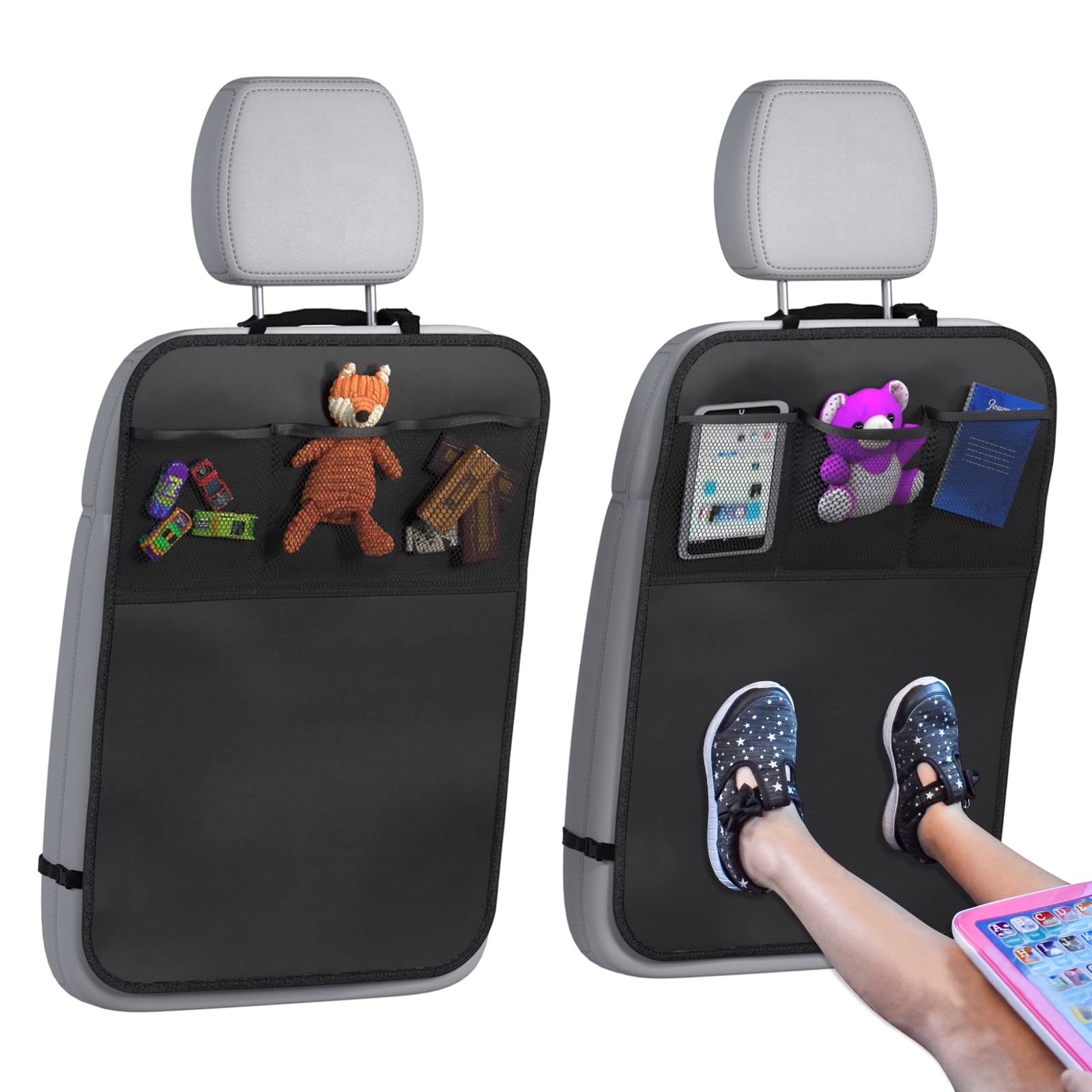 **Lebogner 2-Pack X-Large Waterproof Back Seat Covers for Kids – Durable Car Seat Protectors with 3-Pocket Storage Organizer – Shields Against Dirt, Mud & Scratches – Perfect for Family Road Trips & Daily Commutes**