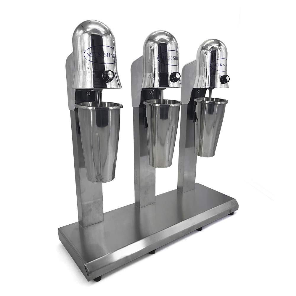 Commercial Electric Milkshake Maker - 110V 18000 RPM 3-Head Stainless Steel Drink Mixer for Juice, Tea & Smoothies - Includes 6pcs 800ml Cups & 2-Speed Adjustable - Perfect for Restaurants, Cafes & Smoothie Shops