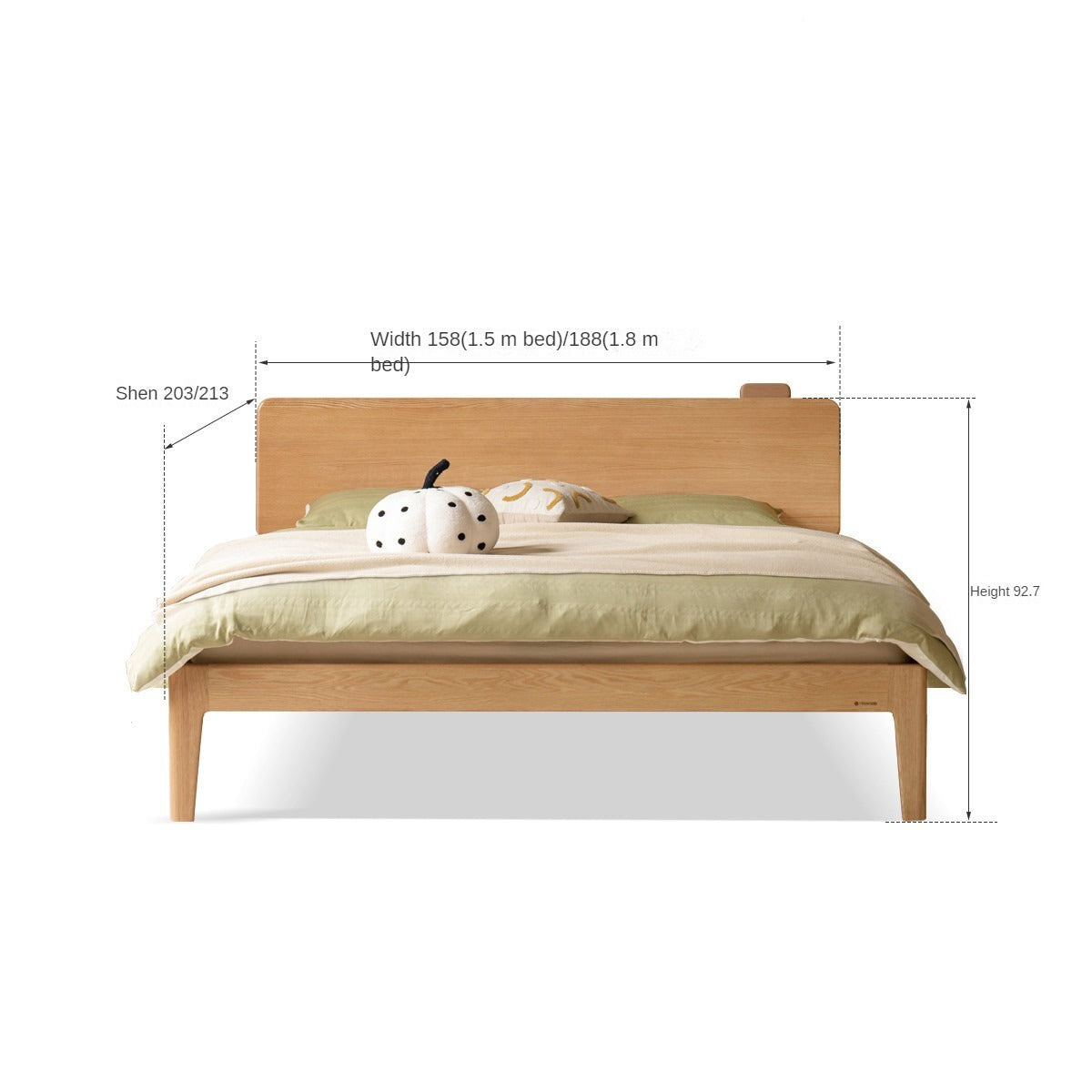 Solid Oak Wood High Headboard Bed - Queen Size, Rustic Farmhouse Style for Bedroom Decor - Perfect for Master Bedrooms, Guest Rooms & Cozy Retreats