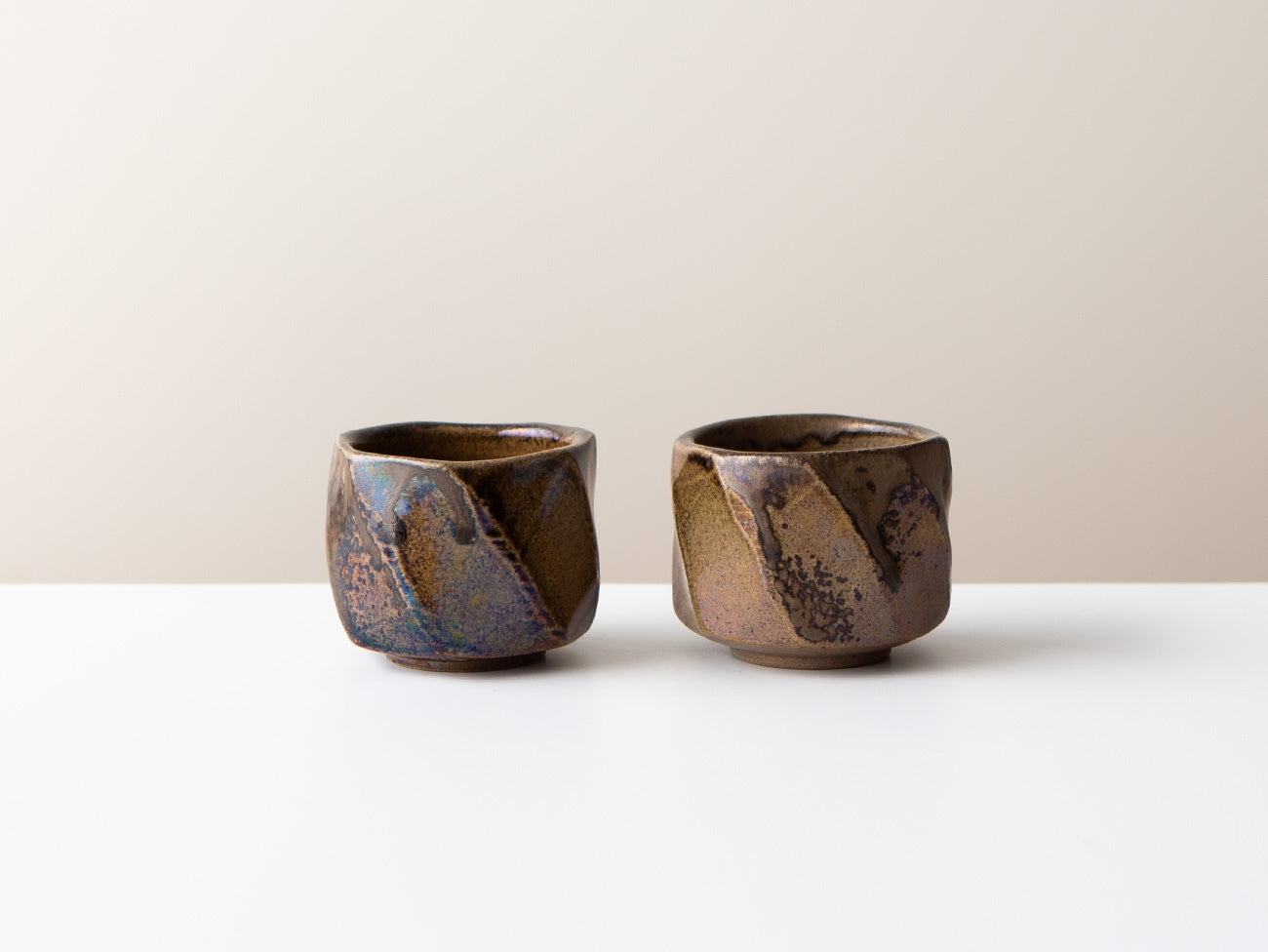 Small Facet Cups Set of 2 - Elegant Glass Drinking Cups for Whiskey, Cocktails & Desserts - Perfect for Home Bar, Parties & Gifts