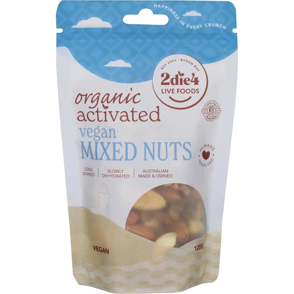 2DIE4 LIVE FOODS Activated Organic Vegan Mix 120g - Superfood Blend for Smoothies, Baking & Healthy Snacks - Gluten-Free, Non-GMO, Raw & Nutrient-Rich