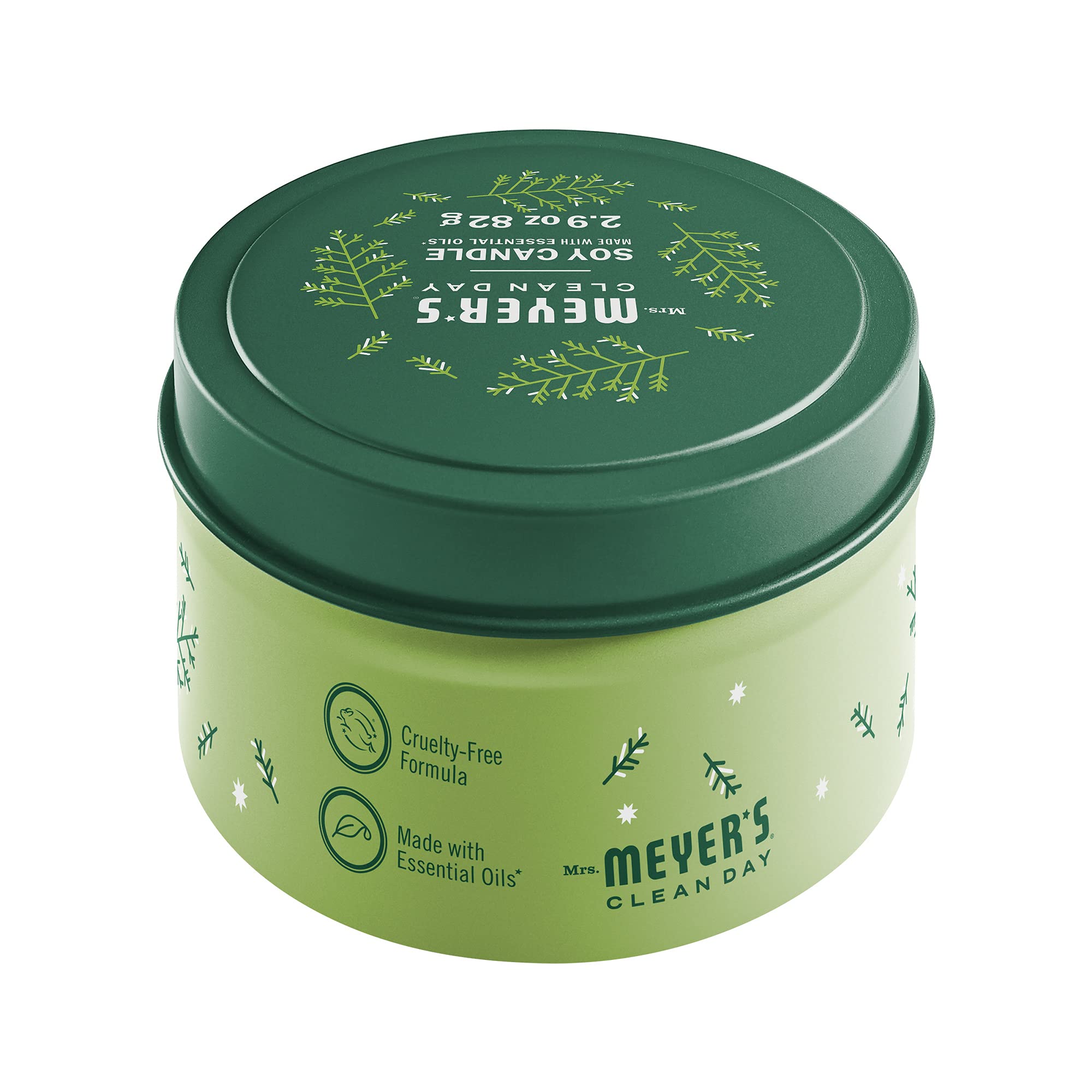 Mrs. Meyer's Clean Day Soy Candle - 12 Hour Burn Time, Made with Natural Soy Wax & Essential Oils, Iowa Pine Scent, 2.9 oz - Perfect for Home, Office, Spa Relaxation & Aromatherapy