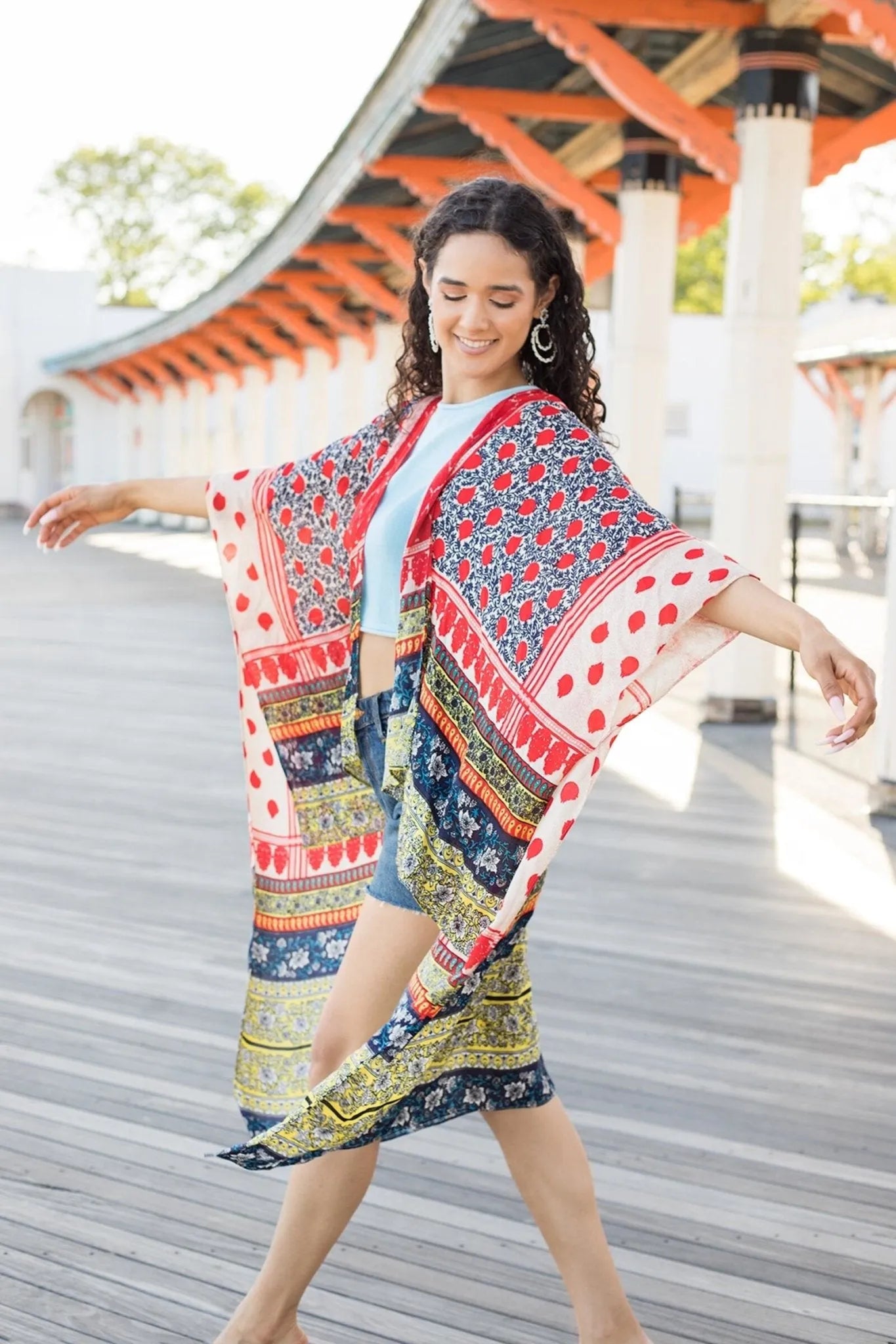 Stylish Tropical Print Kimono Cover Up - Lightweight Beachwear for Women - Perfect for Poolside, Vacation & Summer Outfits