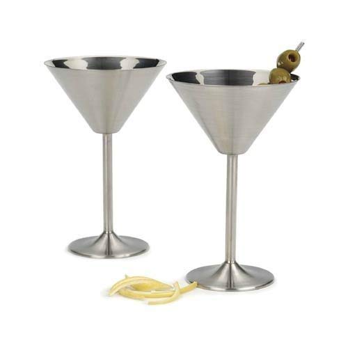 Premium RSVP Endurance Stainless Steel Martini Glasses - Set of 4 Unbreakable Cocktail Cups for Chilled Martinis, Outdoor Parties, Bars & Home Entertaining