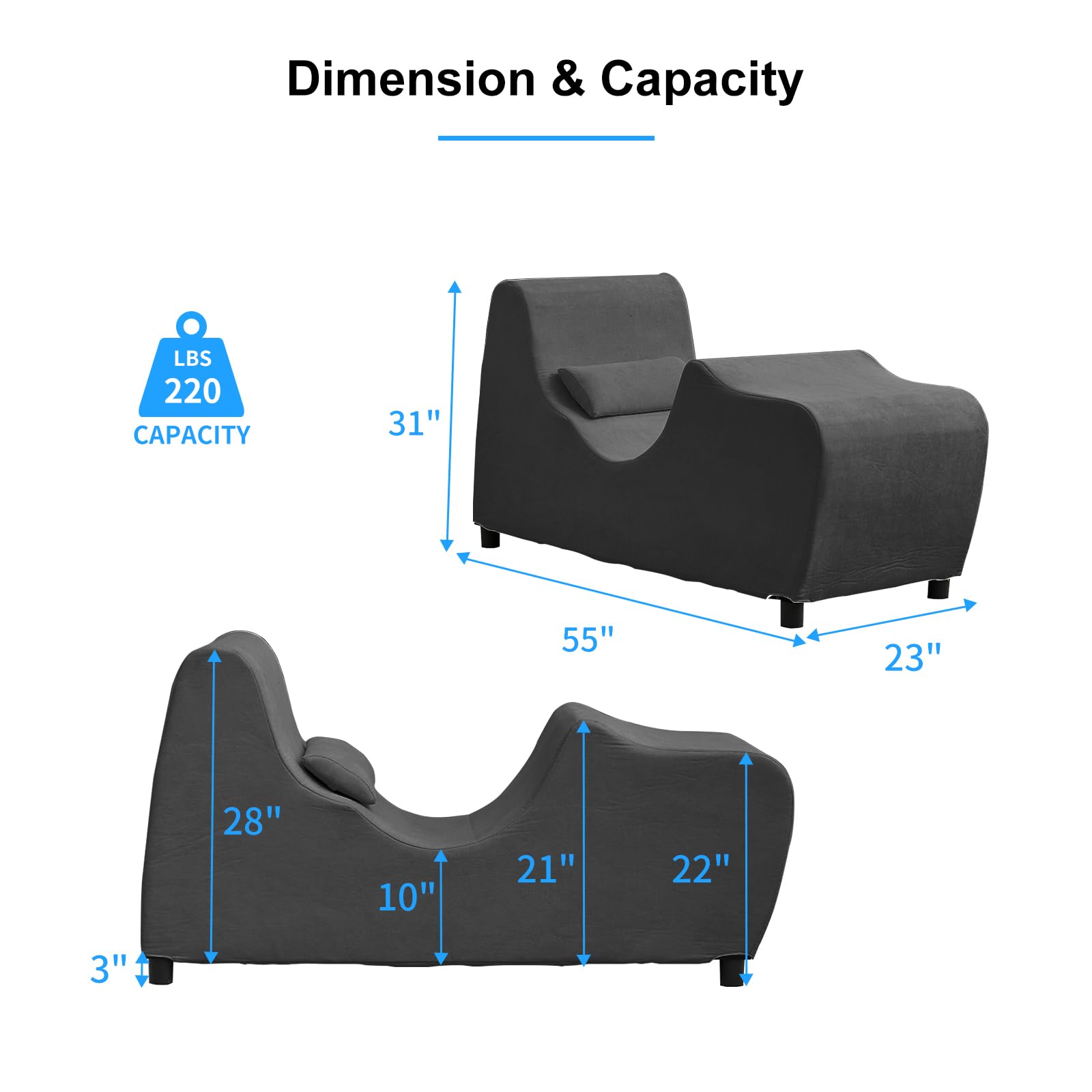 PUREMIND Ergonomic Chaise Lounge Chair with Pillow - Zero Gravity Recliner for Relaxing, Working & Reading - Perfect for Living Room, Bedroom, Study & Office - Comfortable Lounge Chair for Home & Workspace