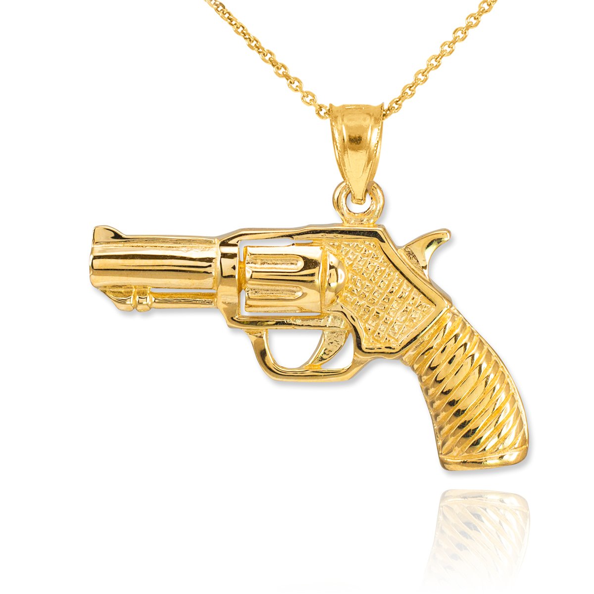14K Yellow Gold Gun Charm Revolver Pistol Pendant Necklace for Women - Dainty Jewelry Gift for Cowgirl, Western Lover & Shooting Sports Enthusiasts | Perfect for Western Parties, Rodeo Events & Gun Range Outfits