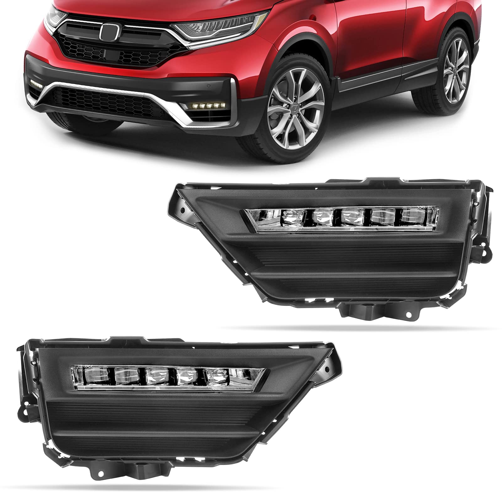 DLAA LED Fog Lights Kit for Honda CRV 2020 2021 - Clear Lens Front Fog Lamps with Wiring Harness, Waterproof Spot Lights (1 Pair) - Perfect for Night Driving & Off-Road Adventures