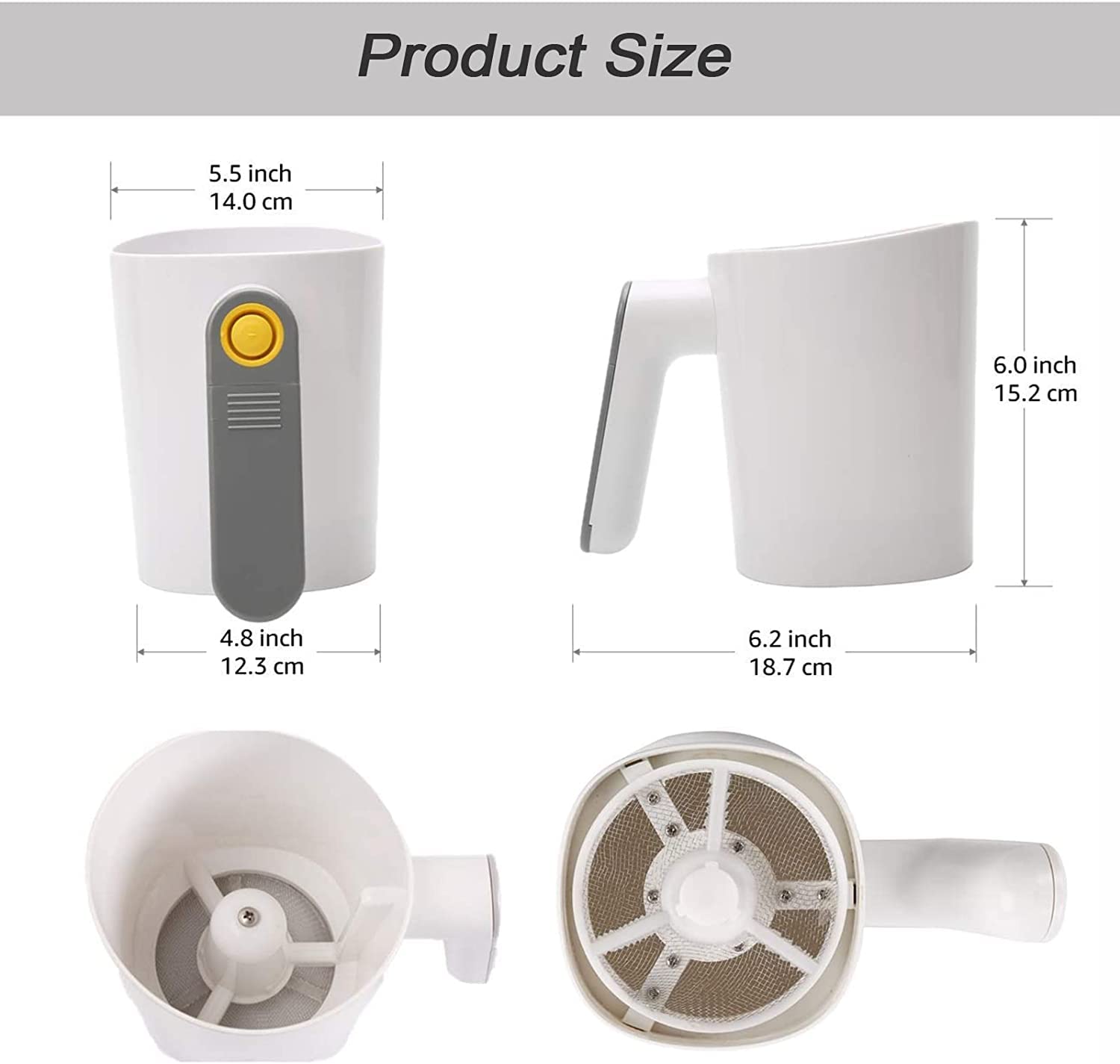 Battery Operated Flour Sifter for Baking - 4 Cup Capacity with 20 Mesh Stainless Steel Sieve - Easy to Clean Electric Sifter for Almond Flour, Powdered Sugar & Baking Ingredients - Perfect for Home Bakers & Professional Kitchens