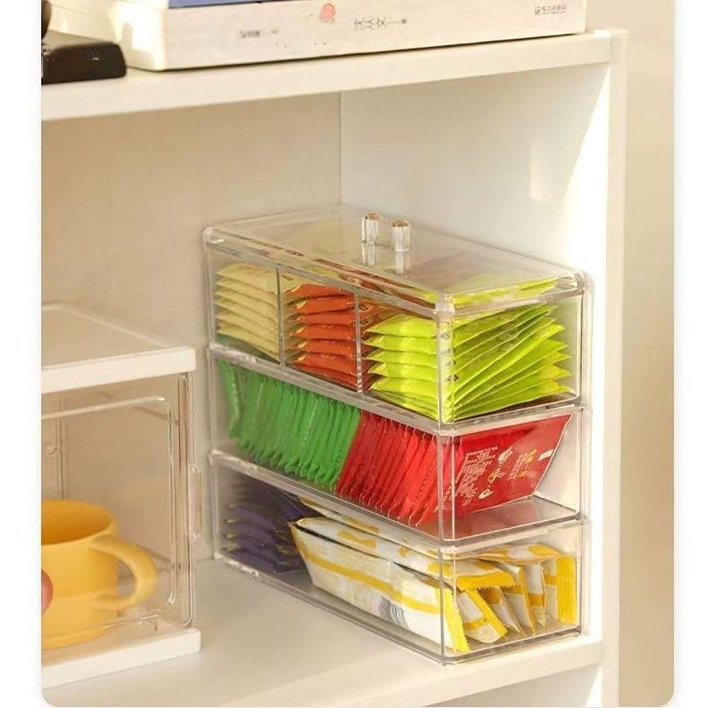 Acrylic Tea Bag Storage Box & Coffee Organizer - Transparent Desktop Tea Rack for Kitchen Pantry, Office & Tea Room | Compact Shelving Solution for Milk Tea Bags & Accessories (Style 4) - Perfect for Home, Cafe & Workspace Organization