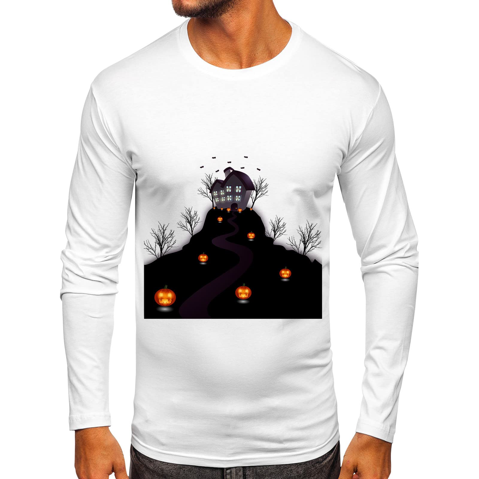 **Men's Skeleton Skull Full Face Mask Hoodie - Zip Up Halloween Costume Sweatshirt for Men (White) | Scary Party Outfit & Cosplay**