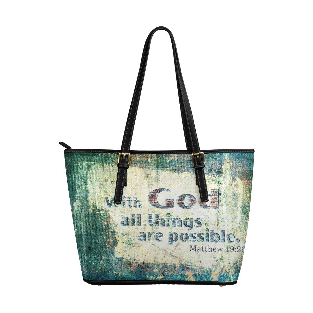 Christian Religious Bible Verse Leather Tote Bag for Women - Stylish Shoulder Handbag with Scripture Design - Perfect for Church, Bible Study & Daily Use