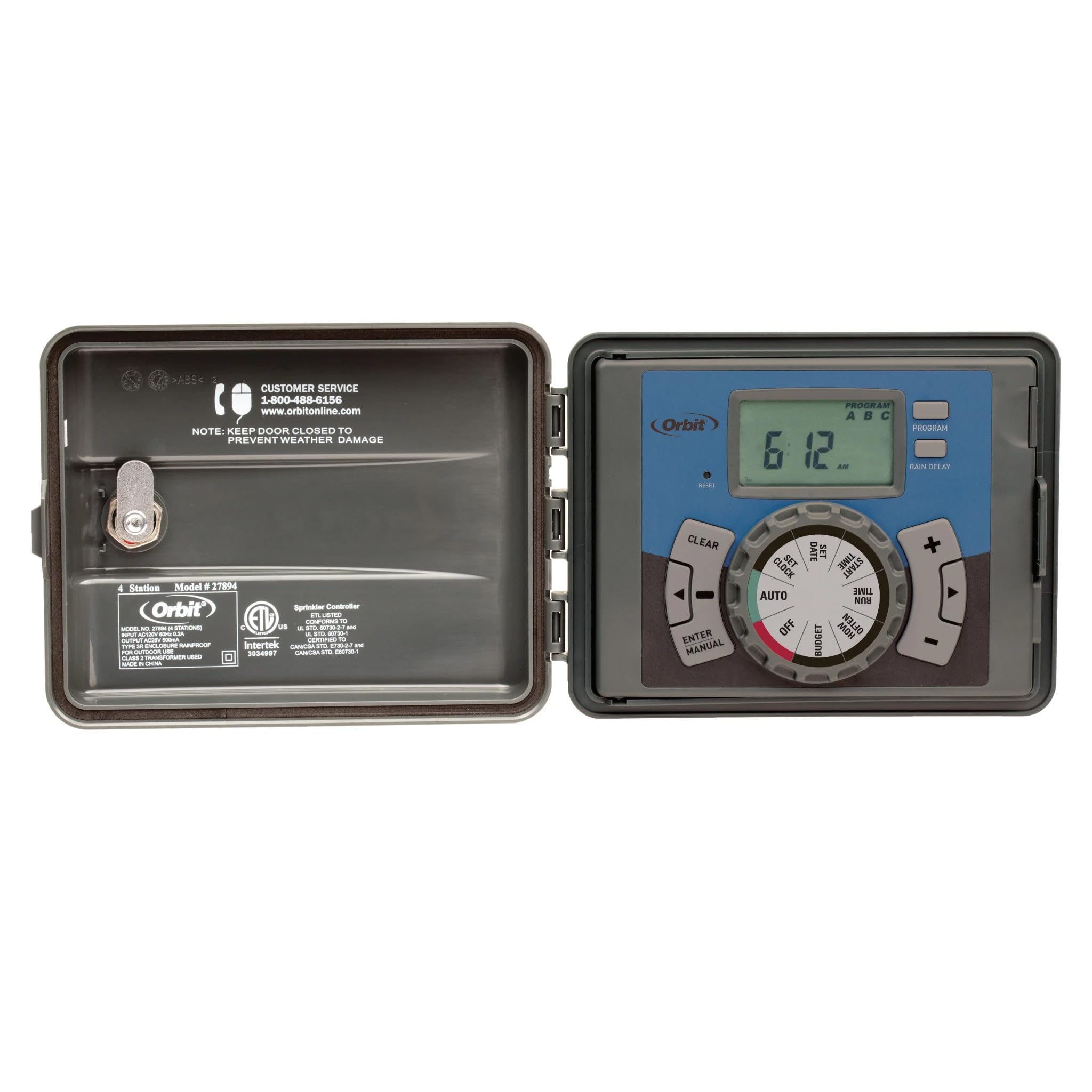 Orbit 27894 Easy-Set Logic 4-Station Indoor Outdoor Sprinkler Timer Controller - Automatic Watering System for Lawn Garden & Plants
