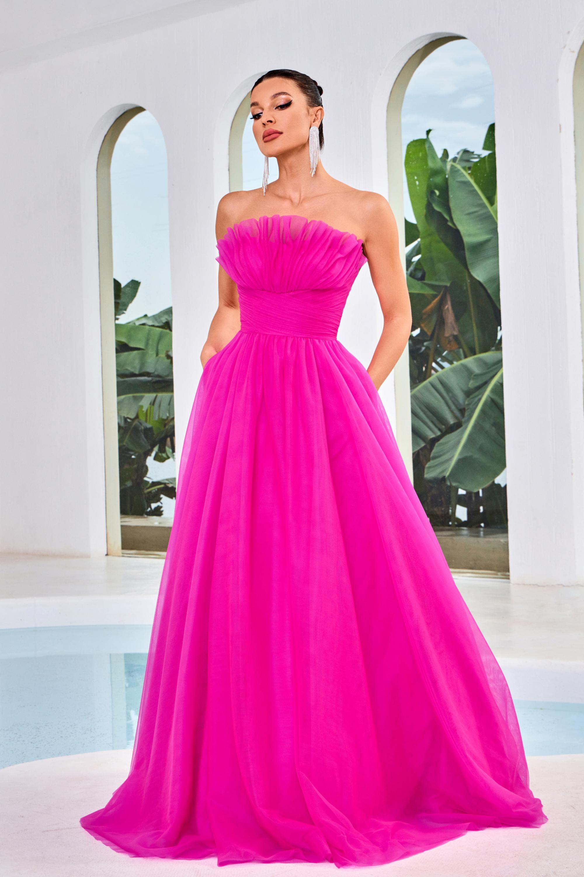 J'adore Evening Dress - A-Line Straight Tulle Sleeveless Prom Gown J24003 | Perfect for Formal Events, Weddings & Special Occasions