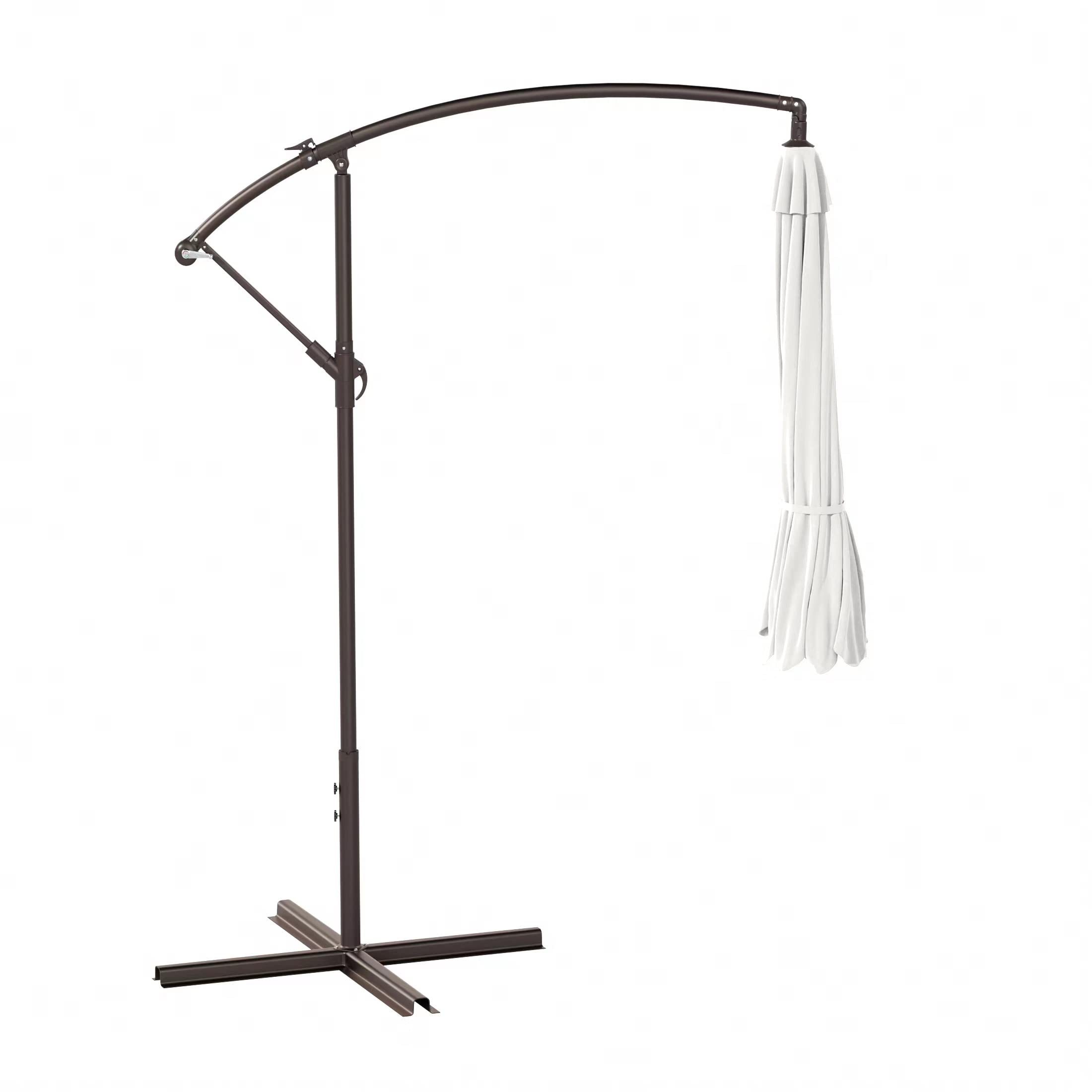 10ft Outdoor Patio Cantilever Umbrella with Stand - 2 Piece Hanging Shade Kit for Garden, Poolside & Backyard Relaxation