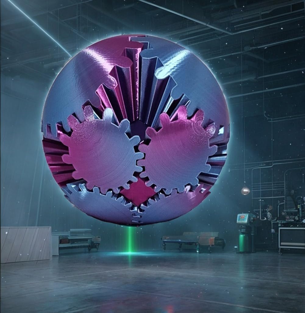 3D Printed Gear Ball Fidget Toy - Sensory Stress Relief for Autism & Anxiety - Purple Blue Spin Cube for Relaxation & Focus - Perfect for Home, Office & Travel Use