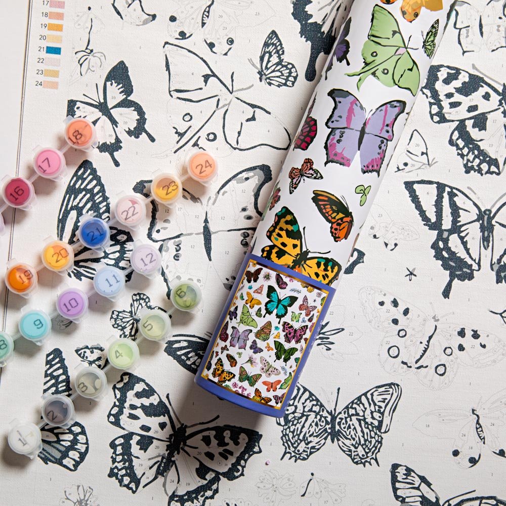 Butterfly Garden Paint by Numbers Kit for Adults - DIY Art Painting Set for Relaxation & Home Decor