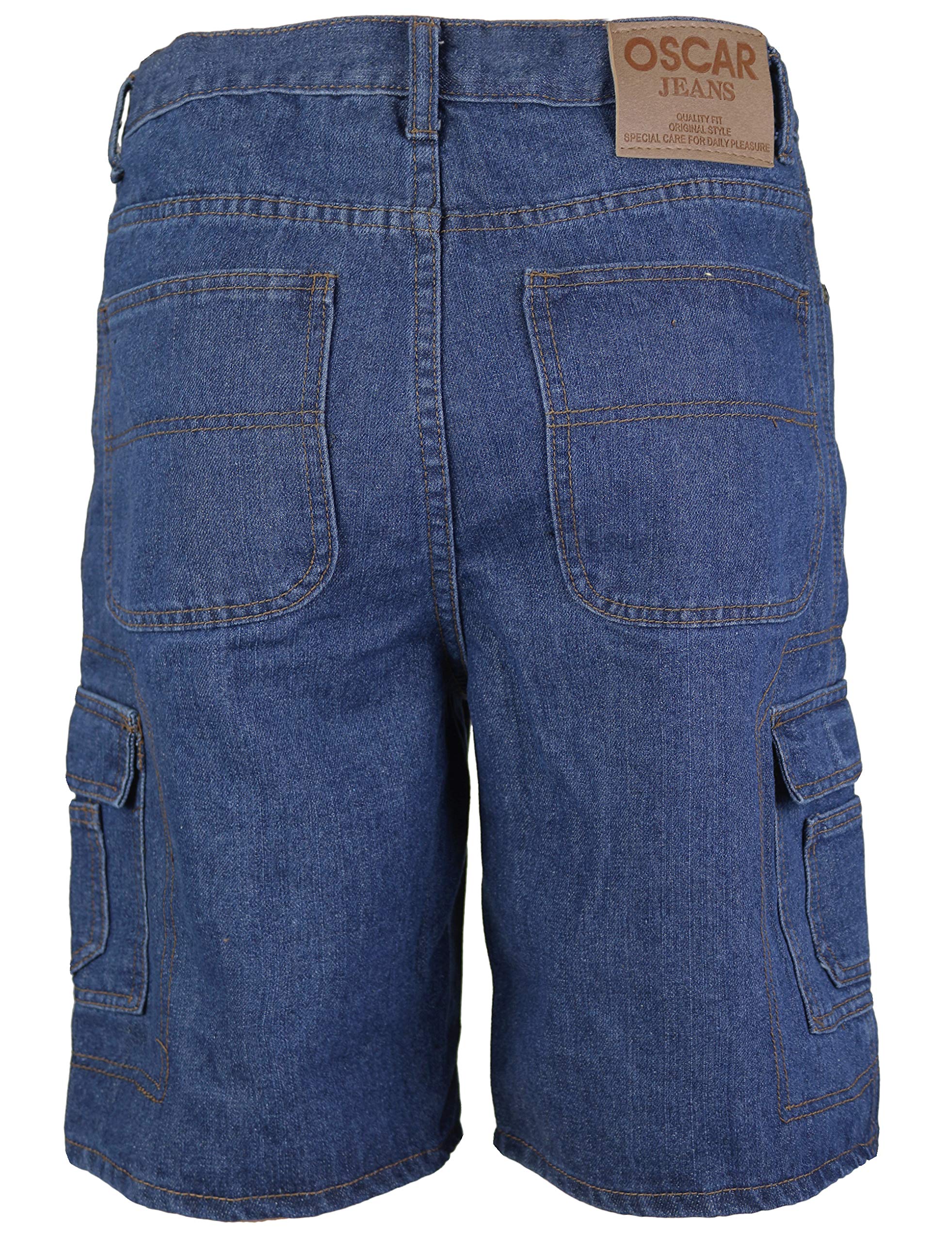 VKWear Men's Cotton Stonewash Cargo Pocket Denim Jean Shorts - Comfortable Casual Summer Shorts for Outdoor Activities, Travel & Streetwear