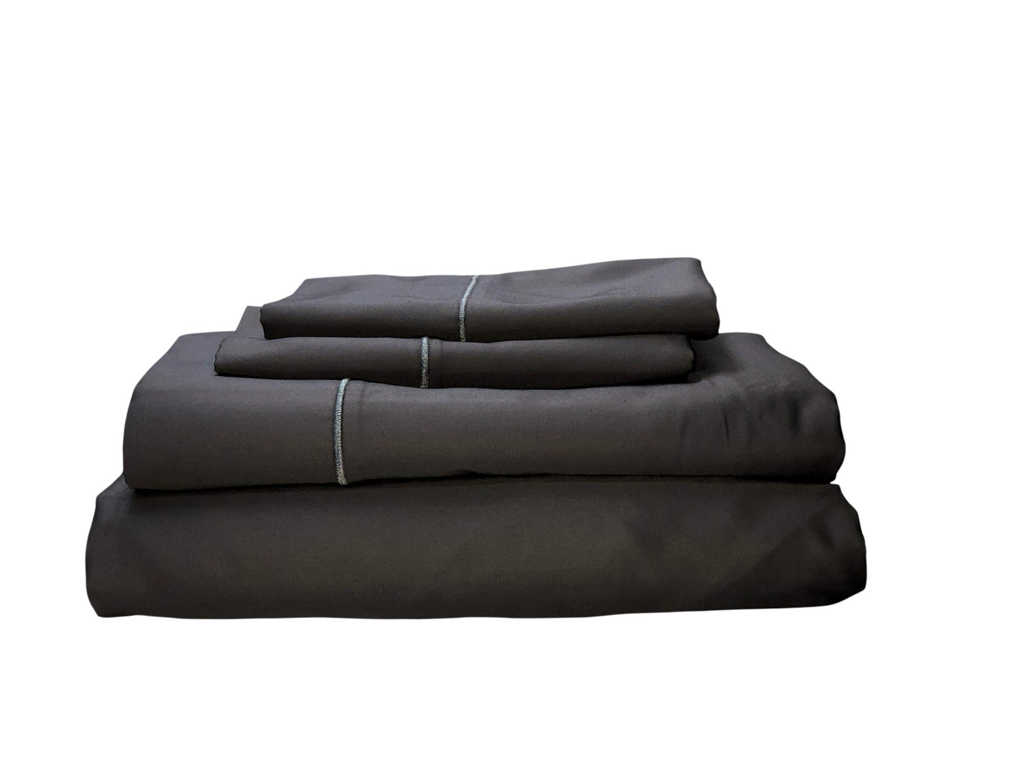800 Thread Count Egyptian Cotton Queen Sheets Set - Dark Grey 4-Piece Bedding with Satin Weave, Breathable Deep Pocket Fitted Sheet, Flat Sheet & 2 Pillowcases for Luxurious Hotel-Style Sleep