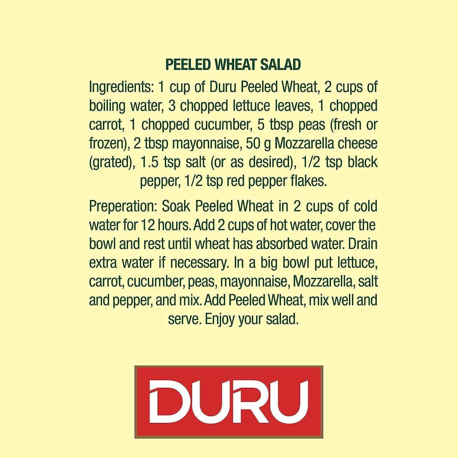 Duru Peeled Wheat, 35.2oz (1000g) - 100% Natural, Certified, High Fiber & Protein, Non-GMO, Vegan-Friendly | Perfect for Salads, Soups, Pilafs & Healthy Meal Prep | Better Alternative to Rice