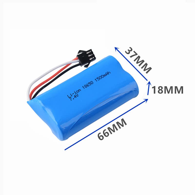7.4V 1500mAh Rechargeable Li-ion Battery with SM-3P Plug & USB Charger - Compatible with RC Tanks, Toys, Robots - Perfect for Remote Control Hobbyists and DIY Projects